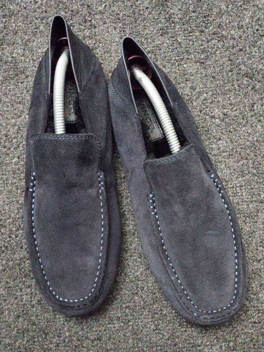 Vince Men's Suede Loafers in Navy Blue with Blue Stitching